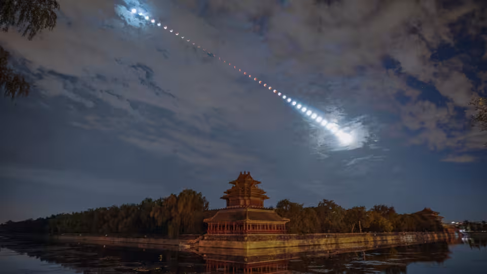 Total Lunar Eclipse over the Corner Tower Total Lunar Eclipse over the Corner Tower